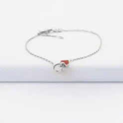 New HappyBulle Bracelet chaîne coeur émail rouge argent Argent rhodié 925