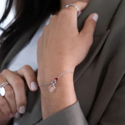Online HappyBulle Bracelet chaîne coeur émail rouge personnalisé médaille gravée argent 10 mm Argent rhodié 925