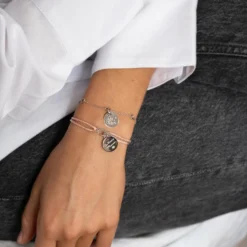 Hot HappyBulle Bracelet chaîne coeurs ajourés Mariée personnalisé médaille gravée argent 15 mm Argent rhodié 925