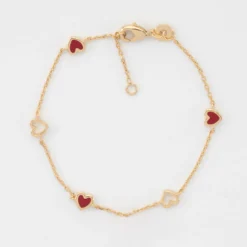 Clearance HappyBulle Bracelet chaîne coeurs ajourés et email plaqué or