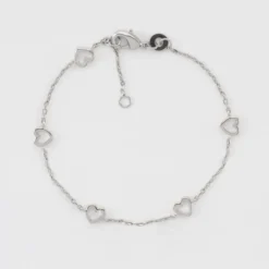 Discount HappyBulle Bracelet chaîne coeurs ajourés argent Argent rhodié 925