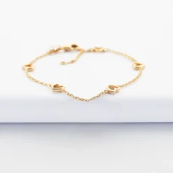 Outlet HappyBulle Bracelet chaîne coeurs ajourés plaqué or Plaqué or 18k