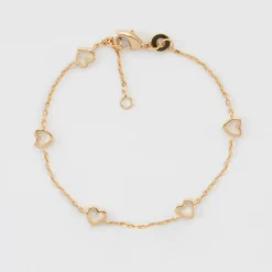 Outlet HappyBulle Bracelet chaîne coeurs ajourés plaqué or Plaqué or 18k