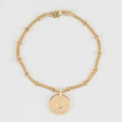 Clearance HappyBulle Bracelet chaîne double personnalisé médaille gravée plaqué or coeur estampillé 15 mm - x Atelier Wagram