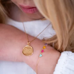 Best HappyBulle Bracelet chaîne enfant cœur email multicolore plaqué or Plaqué or 18k