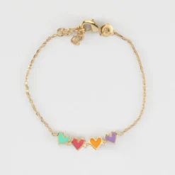 Best HappyBulle Bracelet chaîne enfant cœur email multicolore plaqué or Plaqué or 18k