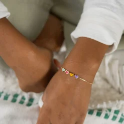 Best HappyBulle Bracelet chaîne enfant cœur email multicolore plaqué or Plaqué or 18k