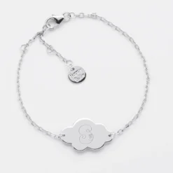 Hot HappyBulle Bracelet chaîne enfant personnalisé médaille gravée argent nuage 2 trous 20x14 mm - x Barbapapa Argent rhodié 925