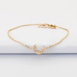 New HappyBulle Bracelet chaîne lune scintillante plaqué or - x Capucine