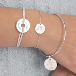 Sale HappyBulle Bracelet chaîne Maman personnalisé médaille gravée argent 2 trous 15 mm