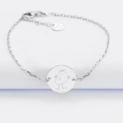 Sale HappyBulle Bracelet chaîne Maman personnalisé médaille gravée argent 2 trous 15 mm