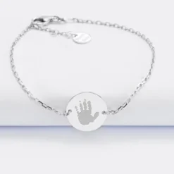 Sale HappyBulle Bracelet chaîne Maman personnalisé médaille gravée argent 2 trous 15 mm