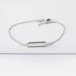 HappyBulle Bracelet chaîne ovale ouvert argent Argent rhodié 925