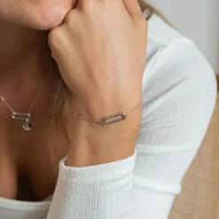 HappyBulle Bracelet chaîne ovale ouvert argent Argent rhodié 925