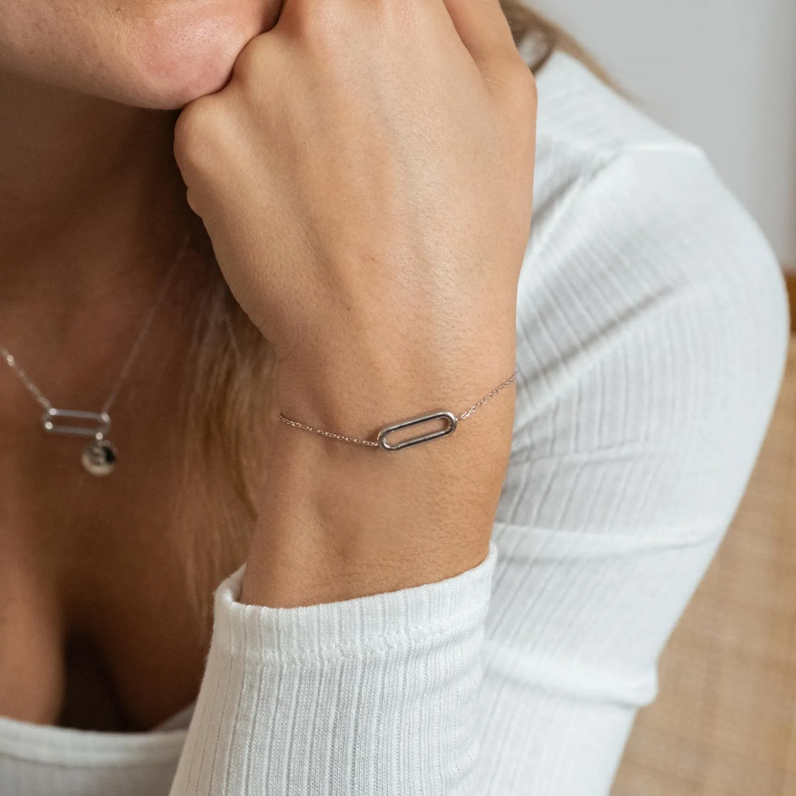 HappyBulle Bracelet chaîne ovale ouvert argent Argent rhodié 925