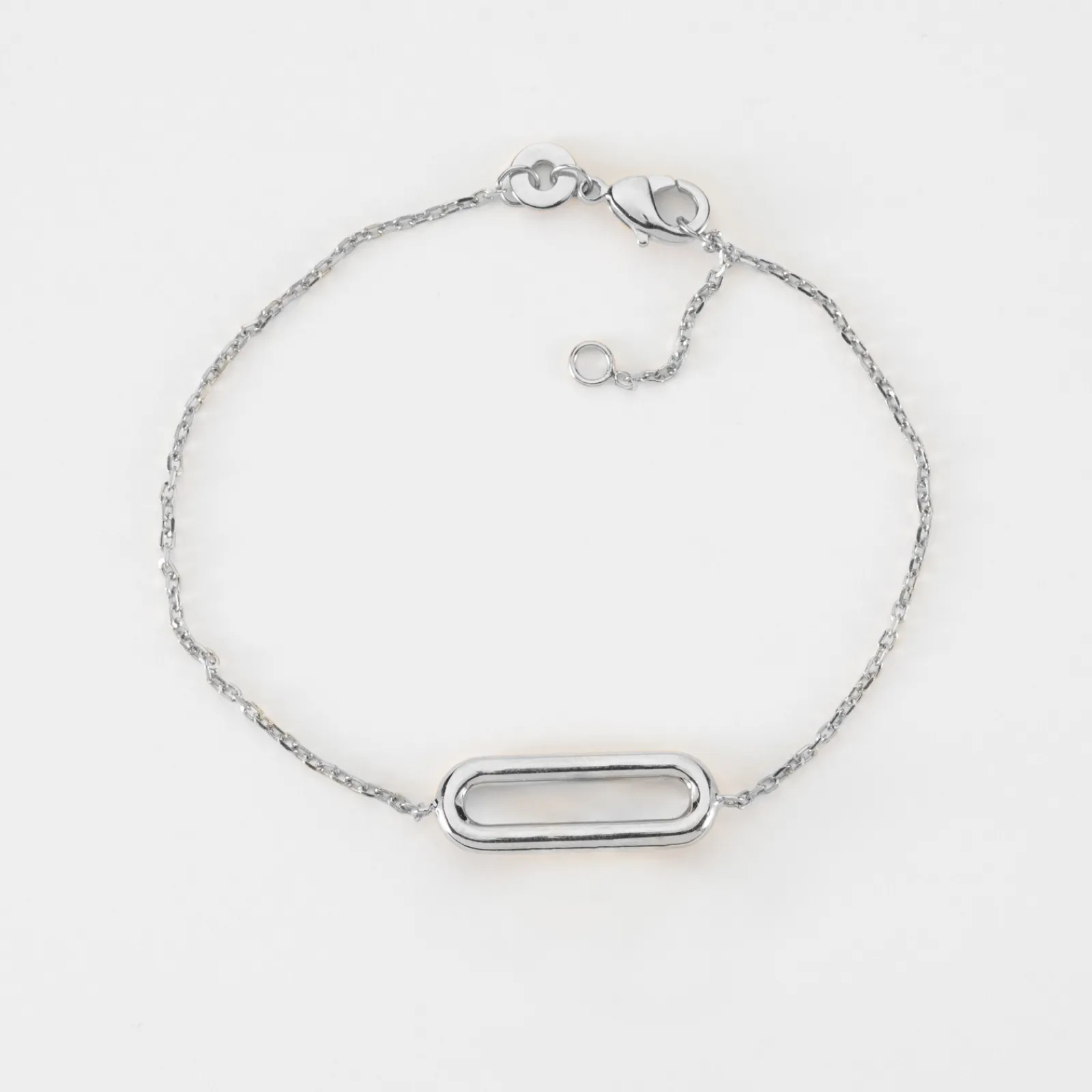 HappyBulle Bracelet chaîne ovale ouvert argent Argent rhodié 925
