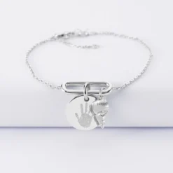 Online HappyBulle Bracelet chaîne ovale ouvert personnalisé médaille gravée argent 15 mm et breloque(s) summer - à composer Argent rhodié 925