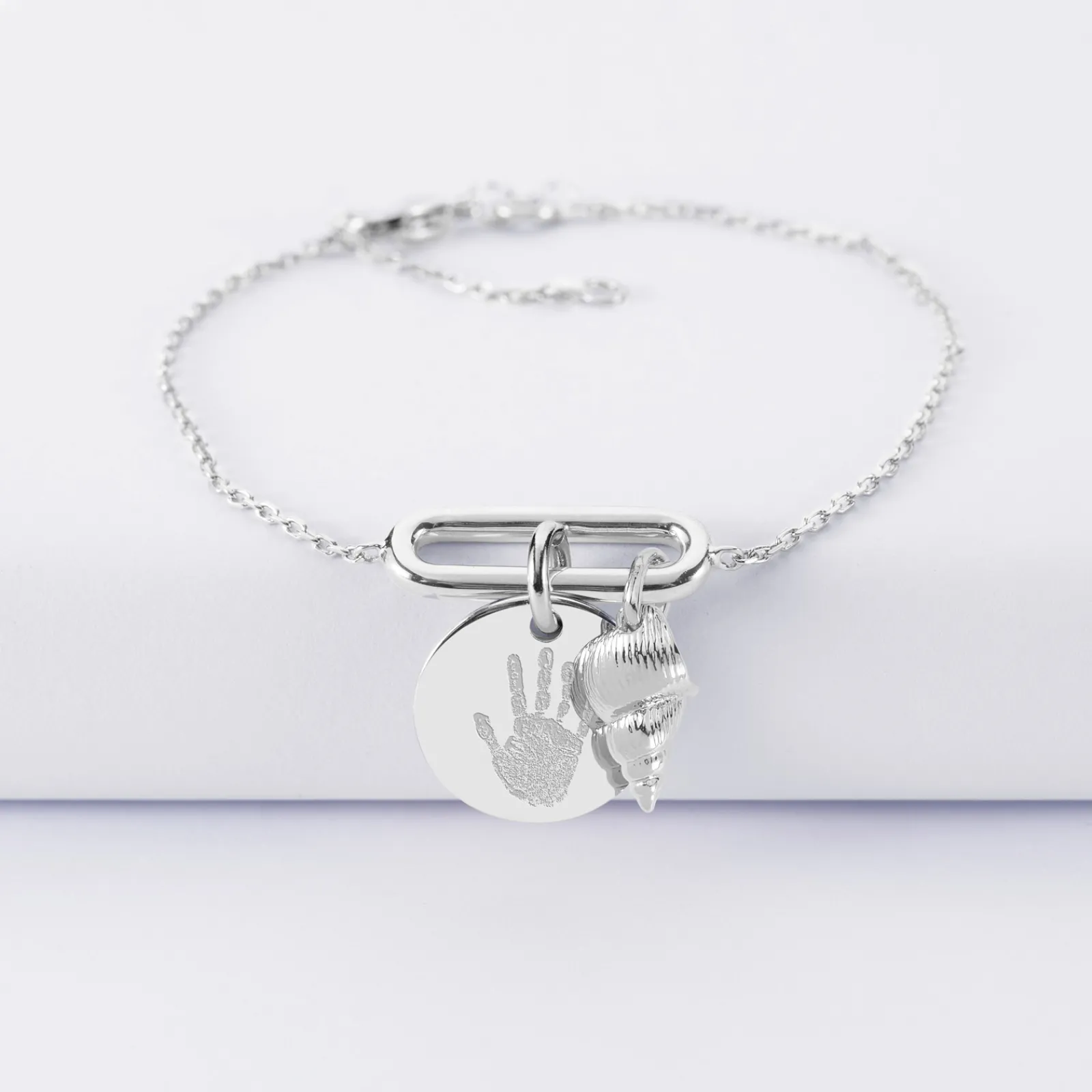 Online HappyBulle Bracelet chaîne ovale ouvert personnalisé médaille gravée argent 15 mm et breloque(s) summer - à composer Argent rhodié 925