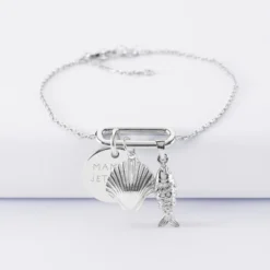 Online HappyBulle Bracelet chaîne ovale ouvert personnalisé médaille gravée argent 15 mm et breloque(s) summer - à composer Argent rhodié 925