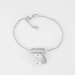 Online HappyBulle Bracelet chaîne ovale ouvert personnalisé médaille gravée argent 15 mm et breloque(s) summer - à composer Argent rhodié 925