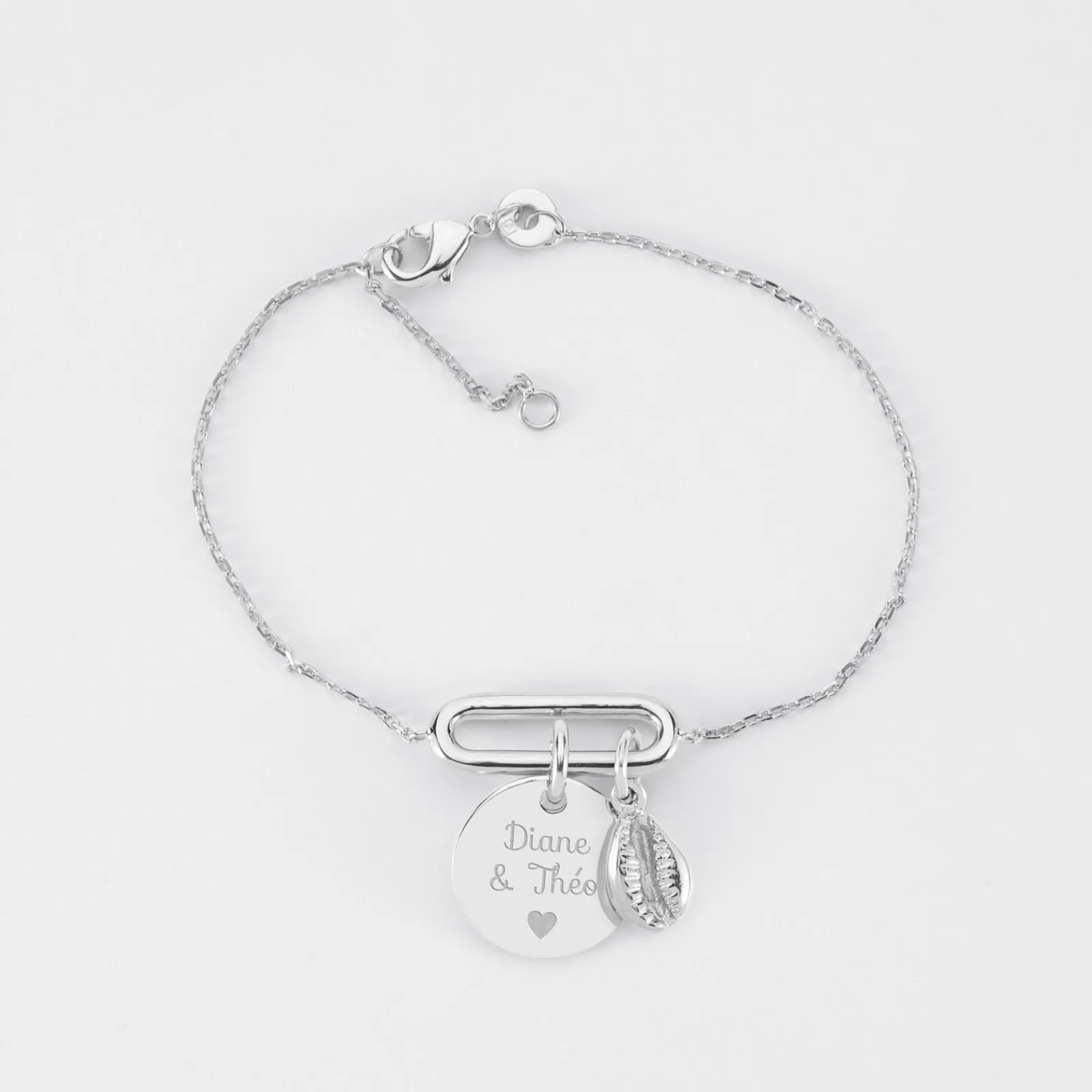 Online HappyBulle Bracelet chaîne ovale ouvert personnalisé médaille gravée argent 15 mm et breloque(s) summer - à composer Argent rhodié 925