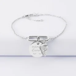 Online HappyBulle Bracelet chaîne ovale ouvert personnalisé médaille gravée argent 15 mm et breloque(s) summer - à composer Argent rhodié 925