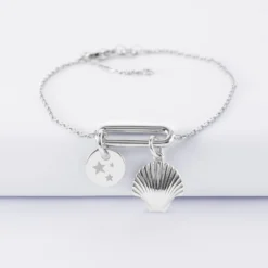 Discount HappyBulle Bracelet chaîne ovale ouvert personnalisé médaille gravée argent 10 mm et breloque(s) summer - à composer Argent rhodié 925