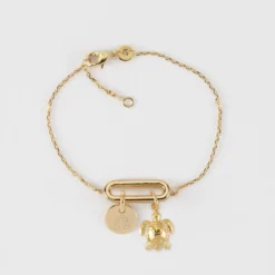 New HappyBulle Bracelet chaîne ovale ouvert personnalisé médaille gravée plaqué or 10 mm et breloque(s) summer - à composer Plaqué or 18k
