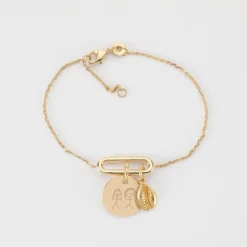 Hot HappyBulle Bracelet chaîne ovale ouvert personnalisé médaille gravée plaqué or 15 mm et breloque(s) summer - à composer Plaqué or 18k