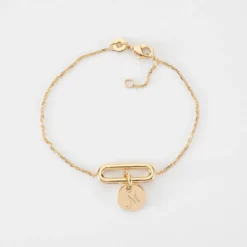 Outlet HappyBulle Bracelet chaîne ovale ouvert personnalisé médaille gravée plaqué or 10 mm Plaqué or 18k