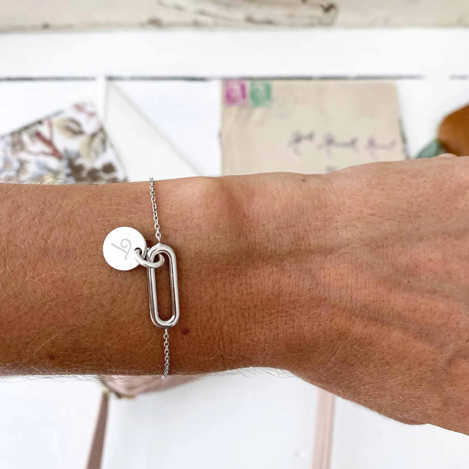 New HappyBulle Bracelet chaîne ovale ouvert personnalisé médaille gravée argent 10 mm Argent rhodié 925