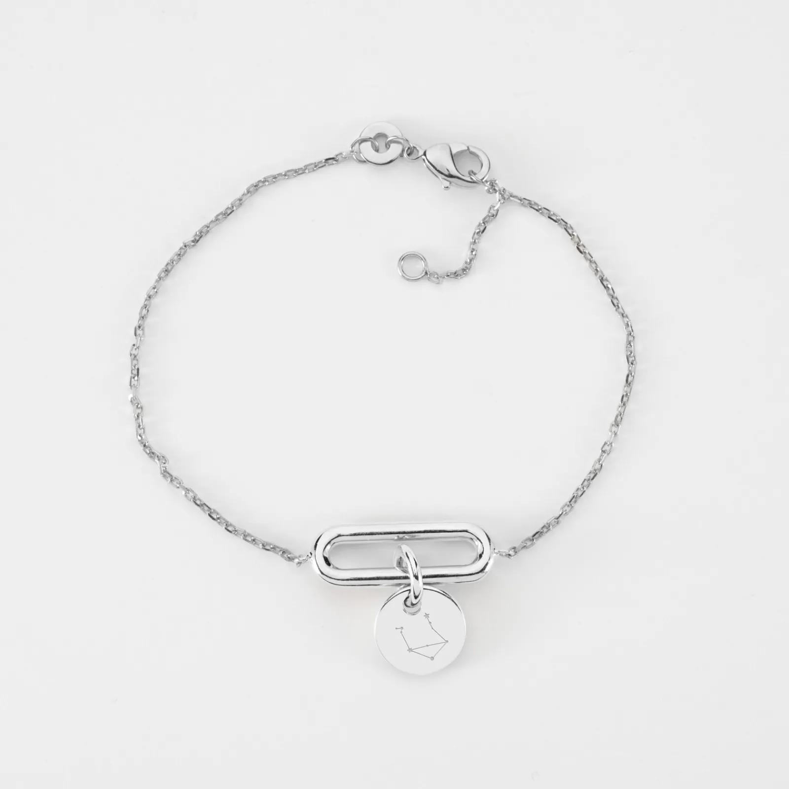 New HappyBulle Bracelet chaîne ovale ouvert personnalisé médaille gravée argent 10 mm Argent rhodié 925