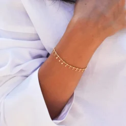 New HappyBulle Bracelet chaîne pampilles plaqué or