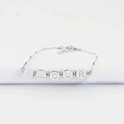 Clearance HappyBulle Bracelet chaîne pastilles estampillées "Amour" argent Argent rhodié 925