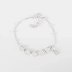 New HappyBulle Bracelet chaîne pastilles estampillées "Amour" argent et breloque lettre initiale 5 mm Argent rhodié 925