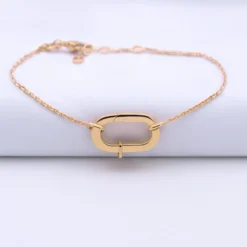 Online HappyBulle Bracelet chaîne personnalisé collection Chapitre mousqueton 11x19 mm plaqué or - à composer