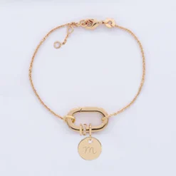 Online HappyBulle Bracelet chaîne personnalisé collection Chapitre mousqueton 11x19 mm plaqué or - à composer