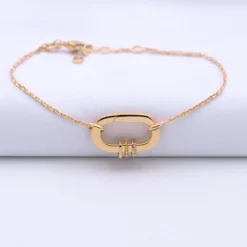 Online HappyBulle Bracelet chaîne personnalisé collection Chapitre mousqueton 11x19 mm plaqué or - à composer