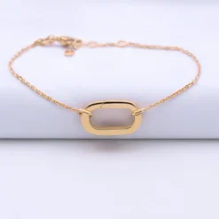 Online HappyBulle Bracelet chaîne personnalisé collection Chapitre mousqueton 11x19 mm plaqué or - à composer