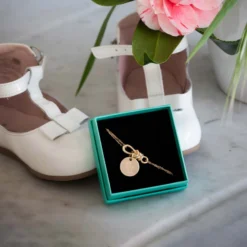 Hot HappyBulle Bracelet chaîne personnalisé "Le lien" et médaille gravée plaqué or 15 mm - x Lilylovesfashion Plaqué or 18k