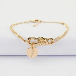 Discount HappyBulle Bracelet chaîne personnalisé "Le lien" et médaille gravée plaqué or 10 mm - x Lilylovesfashion Plaqué or 18k