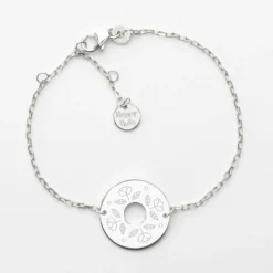 Clearance HappyBulle Bracelet chaîne personnalisé médaille gravée argent cible 2 trous 18 mm Argent rhodié 925