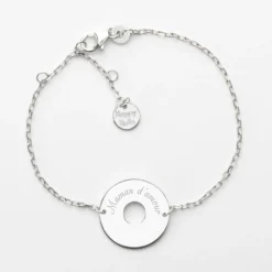 Clearance HappyBulle Bracelet chaîne personnalisé médaille gravée argent cible 2 trous 18 mm Argent rhodié 925