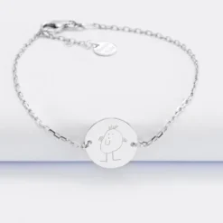 Clearance HappyBulle Bracelet chaîne personnalisé médaille gravée argent 2 trous 15 mm - Nos petits imparfaits Argent rhodié 925