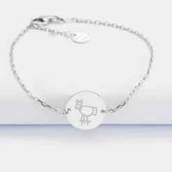 Clearance HappyBulle Bracelet chaîne personnalisé médaille gravée argent 2 trous 15 mm - Nos petits imparfaits Argent rhodié 925