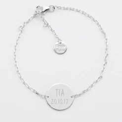 Clearance HappyBulle Bracelet chaîne personnalisé médaille gravée argent 2 trous 15 mm - Nos petits imparfaits Argent rhodié 925