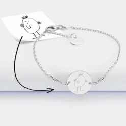 Clearance HappyBulle Bracelet chaîne personnalisé médaille gravée argent 2 trous 15 mm - Nos petits imparfaits Argent rhodié 925