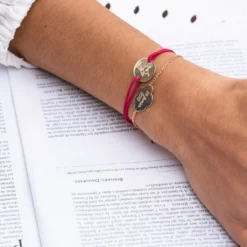 New HappyBulle Bracelet chaîne personnalisé médaille gravée plaqué or nuage 2 trous 20x14 mm Plaqué or 18k
