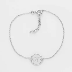 Hot HappyBulle Bracelet chaîne personnalisé médaille contour scintillant gravée argent initiale 11 mm Argent rhodié 925
