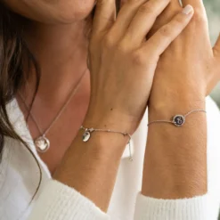 Hot HappyBulle Bracelet chaîne personnalisé médaille contour scintillant gravée argent initiale 11 mm Argent rhodié 925